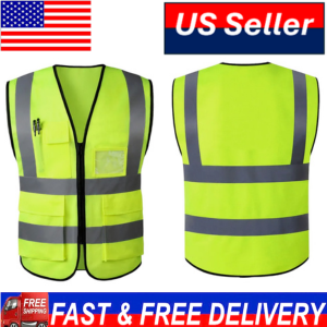Mesh Safety Vest 5 Pockets Premium Quality Class 2 ANSI/ISEA 107-2010 & Zipper