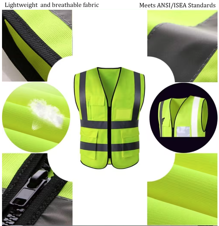 Mesh Safety Vest 5 Pockets Premium Quality Class 2 ANSI/ISEA 107-2010 & Zipper