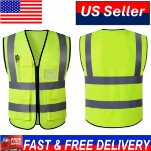 Mesh Safety Vest 5 Pockets Premium Quality Class 2 ANSI/ISEA 107-2010  & Zipper